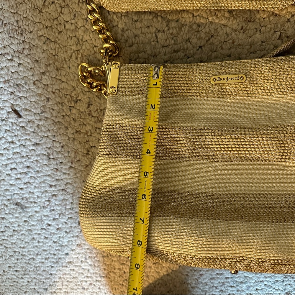 Eric Javits Beige and Cream Striped Shoulder Bag - Picture 10 of 12